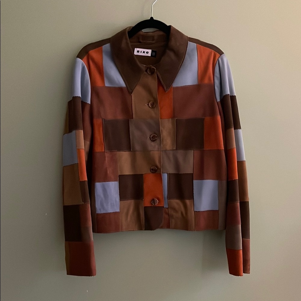 Rixo patchwork leather jacket